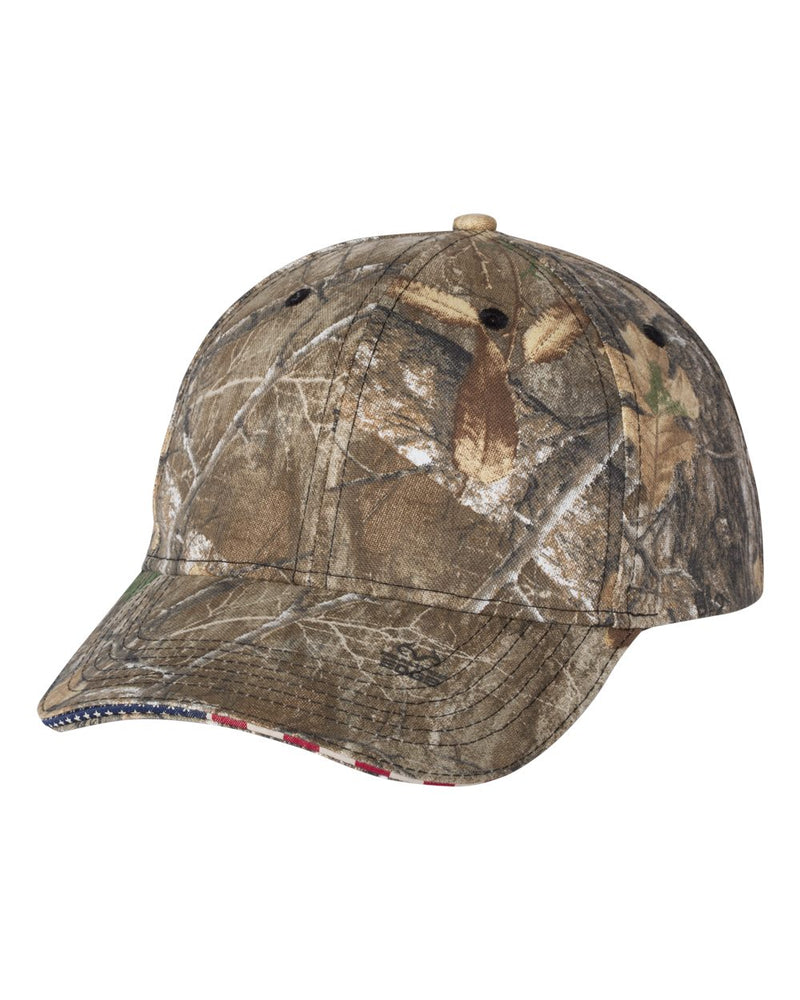 Camo with Flag Sandwich Visor Cap