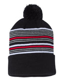 12" Striped Pom-Pom Knit Beanie