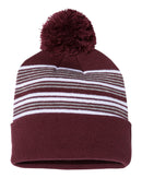 12" Striped Pom-Pom Knit Beanie