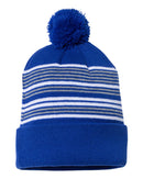 12" Striped Pom-Pom Knit Beanie
